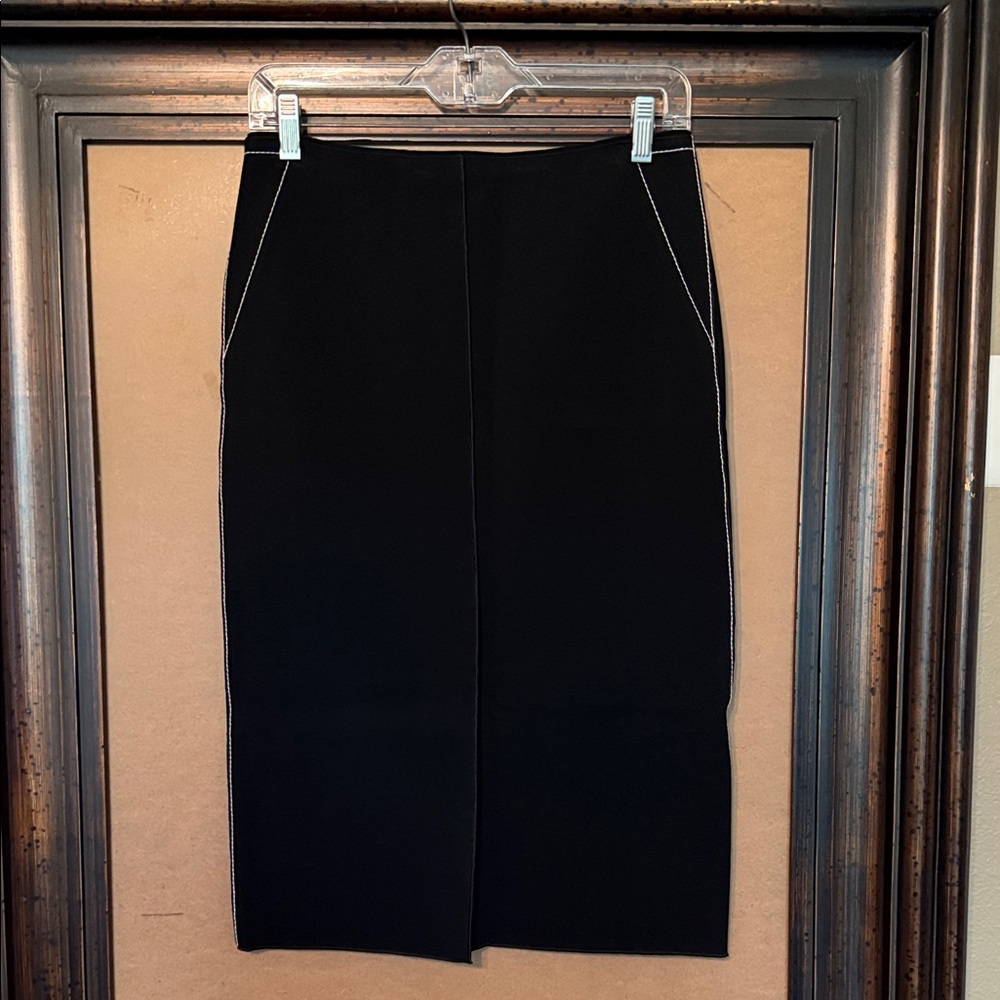 Rag & Bone Black Pencil Skirt with White Stitching